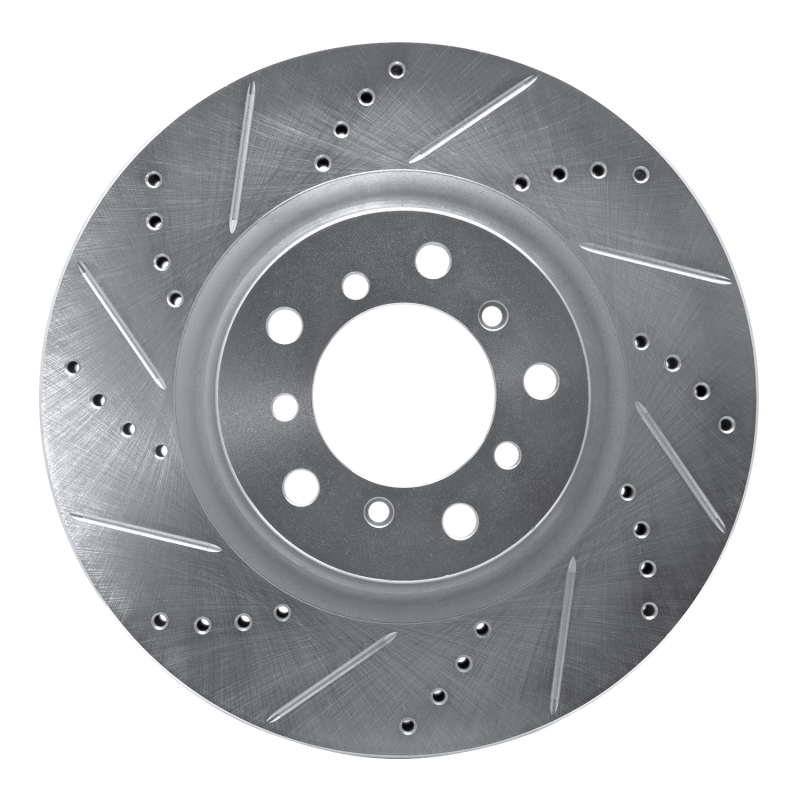 R1 2001-2006 BMW M3 Right Front Drilled & Slotted Silver Brake Rotor - 631-31055D