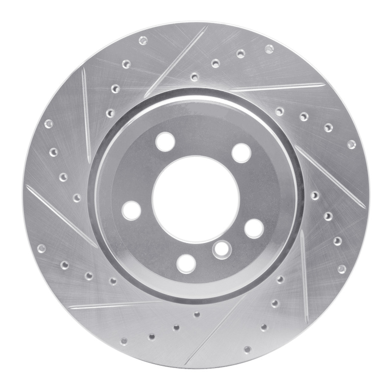 R1 05-08 BMW 760I Rear Left Drilled & Slotted Silver Brake Rotor - 631-31076L
