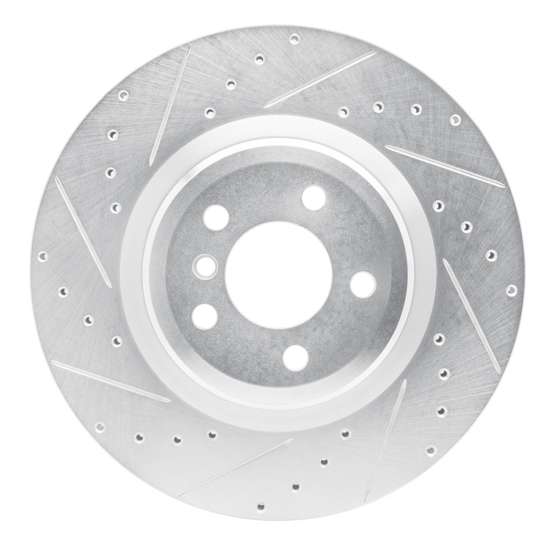 R1 09-19 BMW 750LI Rear Left Drilled & Slotted Silver Brake Rotor - 631-31095L