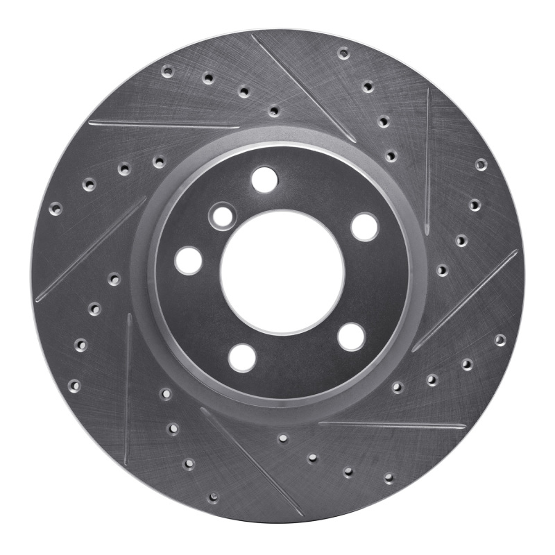 R1 12-18 BMW 330e Front Right Drilled & Slotted Silver Brake Rotor - 631-31121R