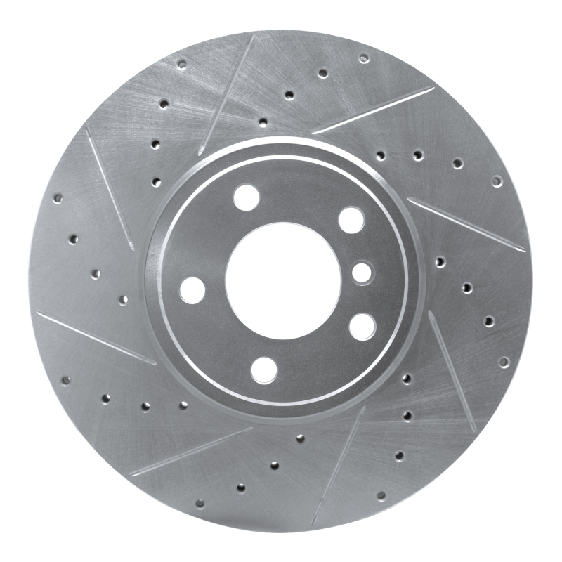 R1 07-18 BMW X5 Front Left Drilled & Slotted Silver Brake Rotor - 631-31142L