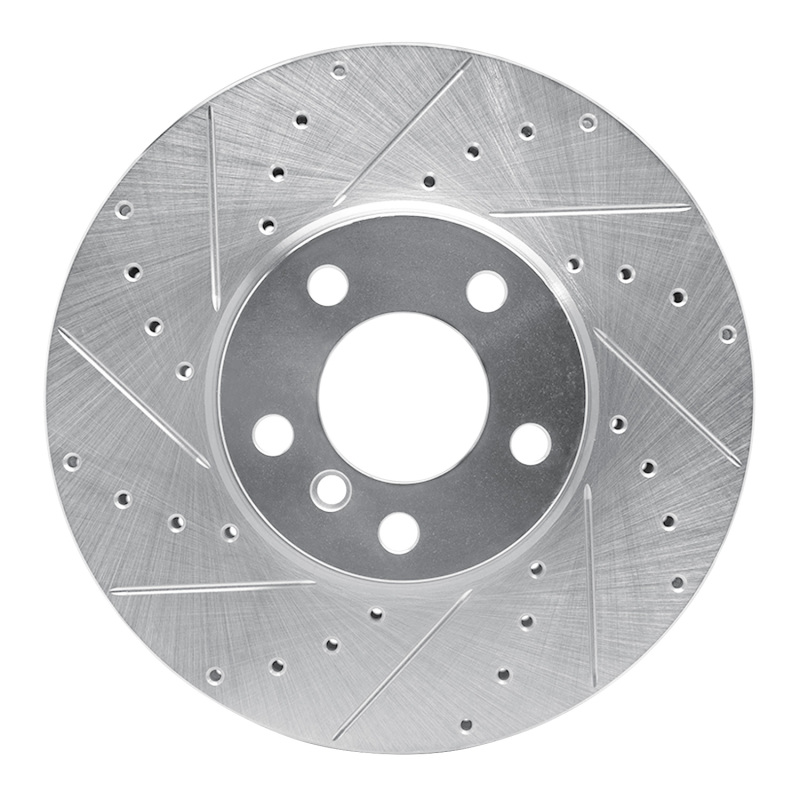 R1 07-19 BMW X5 Front Left Drilled & Slotted Silver Brake Rotor - 631-31144L