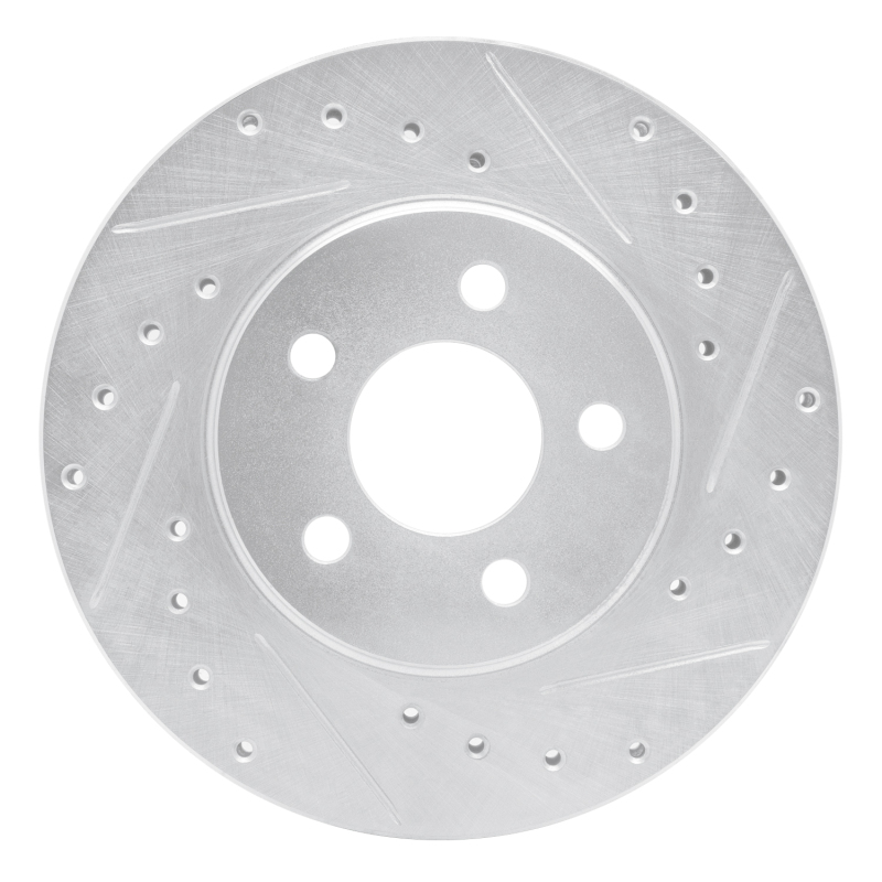 R1 95-00 Chrysler CIRRUS Front Right Drilled & Slotted Silver Brake Rotor - 631-39009R