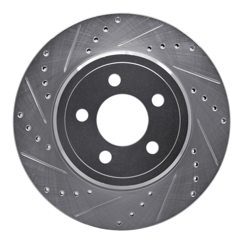 R1 05-23 Chrysler 300 Rear Left Drilled & Slotted Silver Brake Rotor - 631-39018L