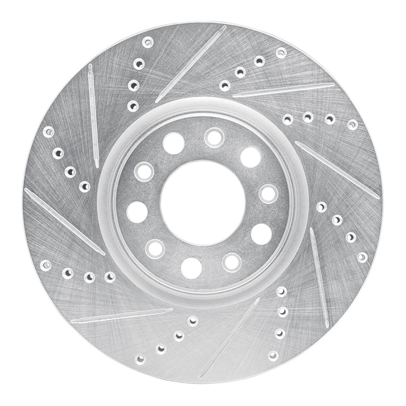 R1 13-23 Chrysler 200 Front Left Drilled & Slotted Silver Brake Rotor - 631-39025L