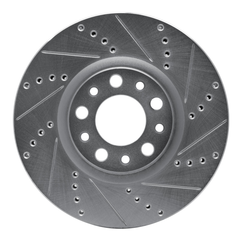 R1 13-23 Chrysler 200 Front Right Drilled & Slotted Silver Brake Rotor - 631-39025R