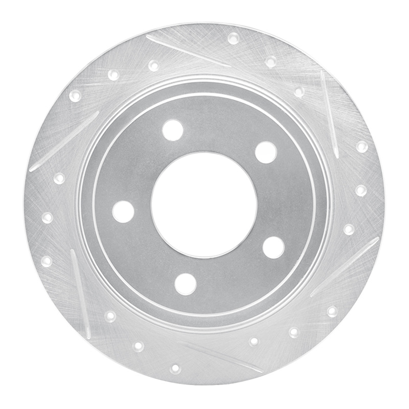 R1 93-04 Chrysler Concorde Rear Right Drilled & Slotted Silver Brake Rotor - 631-40012R