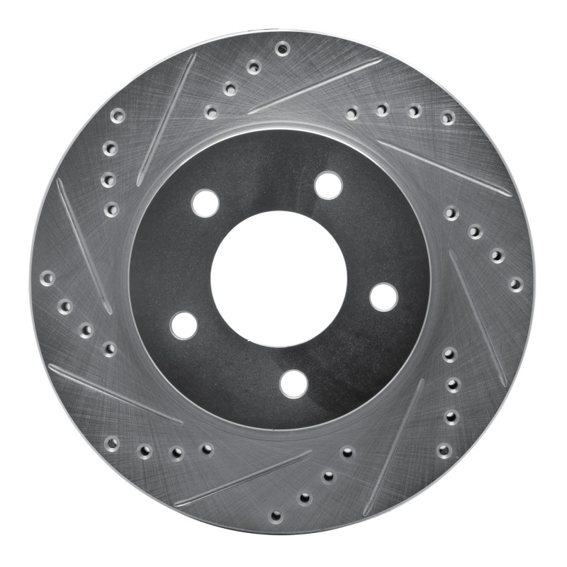 R1 98-00 Chrysler LHS Front Left Drilled & Slotted Silver Brake Rotor - 631-40017L