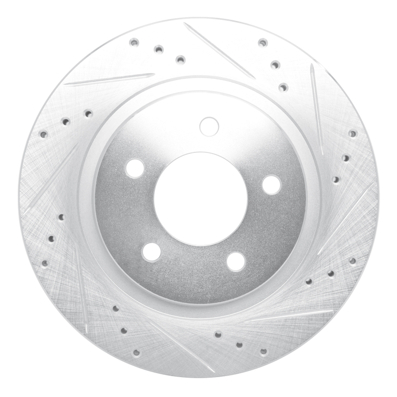 R1 98-04 Chrysler 300M Front Right Drilled & Slotted Silver Brake Rotor - 631-40018R