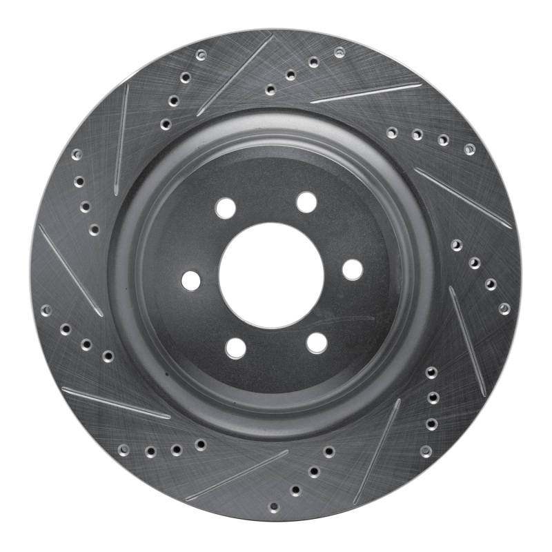 R1 03-17 Dodge Viper Rear Left Drilled & Slotted Silver Brake Rotor - 631-40023L
