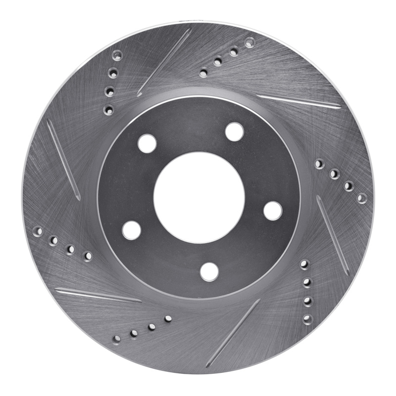 R1 07-17 Dodge CALIBER Front Left Drilled & Slotted Silver Brake Rotor - 631-40024L