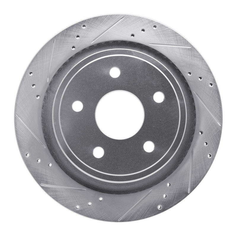 R1 02-24 Chrysler ASPEN Rear Left Drilled & Slotted Silver Brake Rotor - 631-40095L