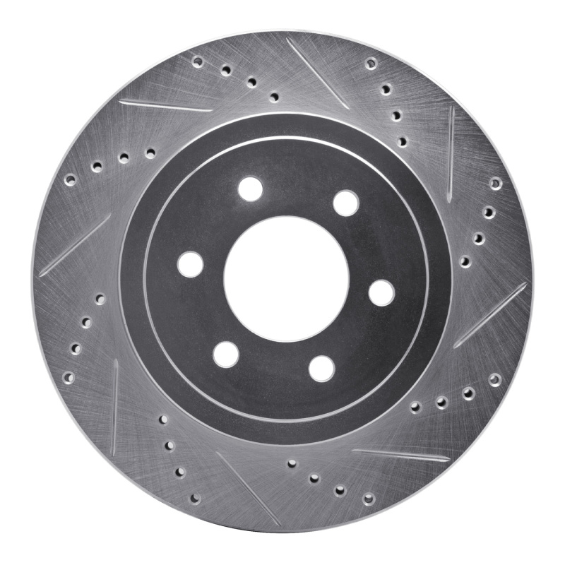 R1 03-04 Dodge DAKOTA 4WD Front Right Drilled & Slotted Silver Brake Rotor - 631-40098R