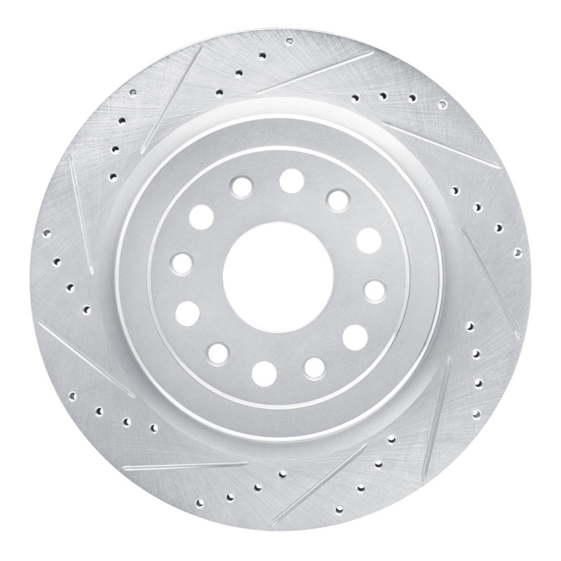 R1 19-25 Ram 1500 Rear Left Drilled & Slotted Silver Brake Rotor - 631-40121L