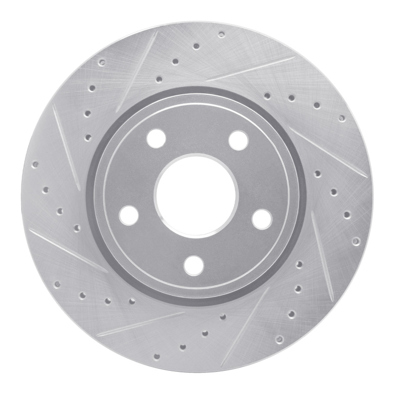 R1 11-22 Dodge Durango Front Left Drilled & Slotted Silver Brake Rotor - 631-42005L