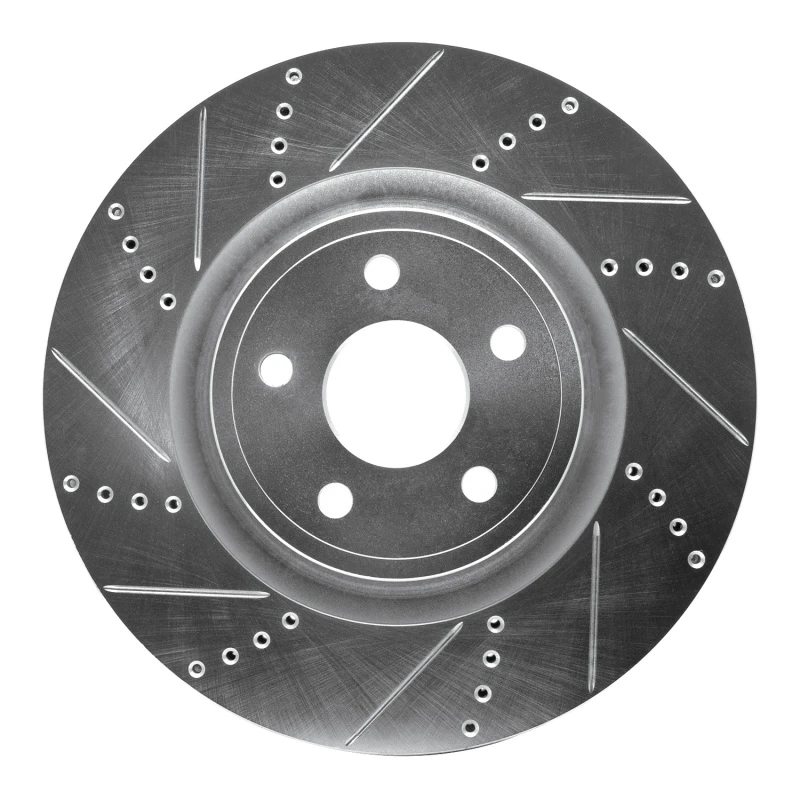 R1 2012-2025 Dodge Durango Front Left Drilled & Slotted Silver Brake Rotor - 631-42009L