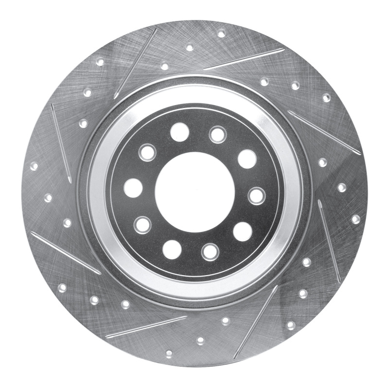 R1 14-23 Jeep Cherokee Rear Left Drilled & Slotted Silver Brake Rotor - 631-42010L