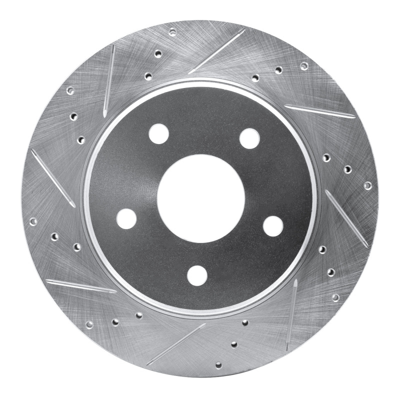 R1 08-12 Jeep J8 Front Left Drilled & Slotted Silver Brake Rotor - 631-42011L