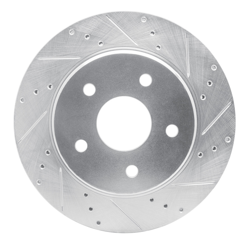 R1 08-12 Jeep J8 Front Right Drilled & Slotted Silver Brake Rotor - 631-42011R