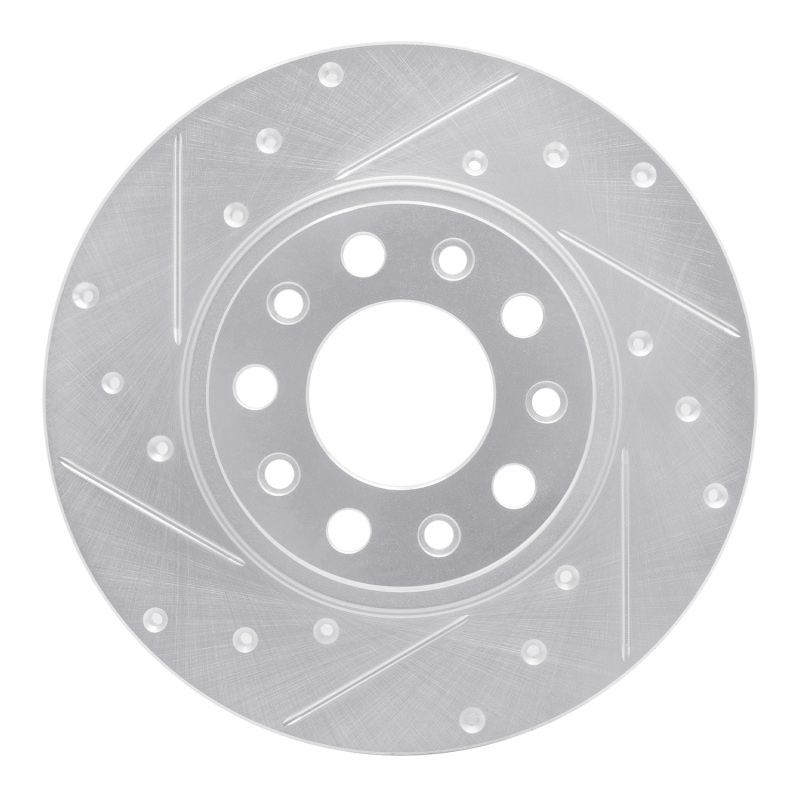 R1 14-22 Chrysler 200 Rear Left Drilled & Slotted Silver Brake Rotor - 631-42012L