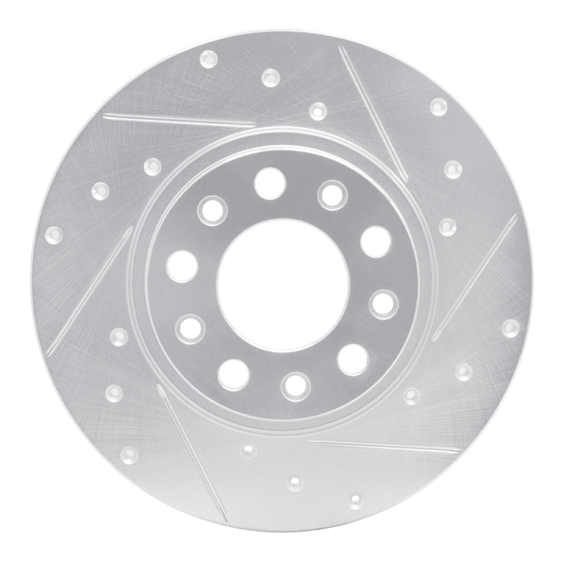 R1 14-22 Chrysler 200 Rear Right Drilled & Slotted Silver Brake Rotor - 631-42012R
