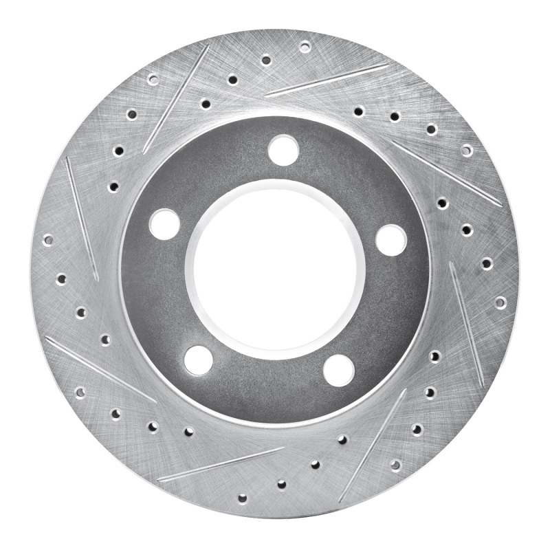 R1 74-80 InternatIonal SCOUT II Front Left Drilled & Slotted Silver Brake Rotor - 631-42016L