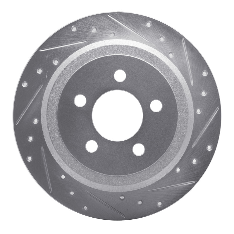 R1 07-12 Dodge Nitro Rear Right Drilled & Slotted Silver Brake Rotor - 631-42019R