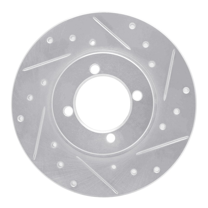 R1 74-87 Dodge COLT Front Right Drilled & Slotted Silver Brake Rotor - 631-43000R