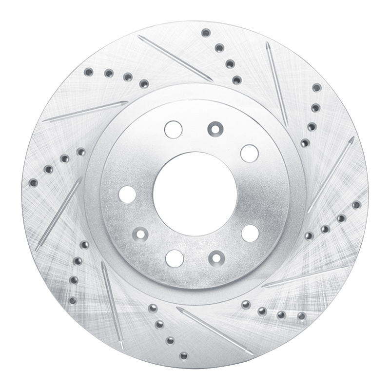 R1 03-07 Cadillac CTS Front Right Drilled & Slotted Silver Brake Rotor - 631-46012R