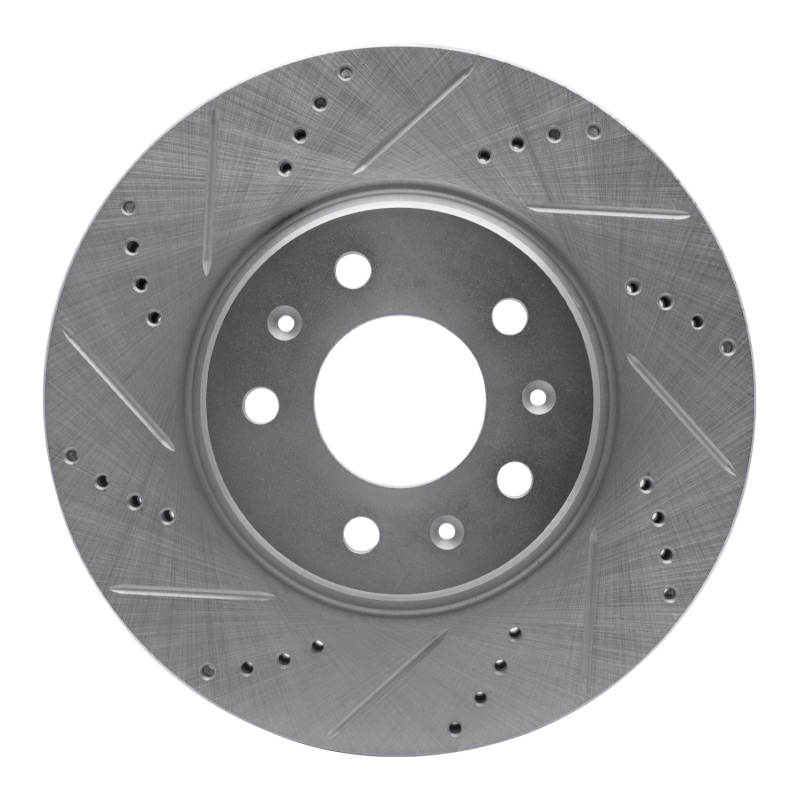R1 03-08 Cadillac CTS Front Left Drilled & Slotted Silver Brake Rotor - 631-46013L