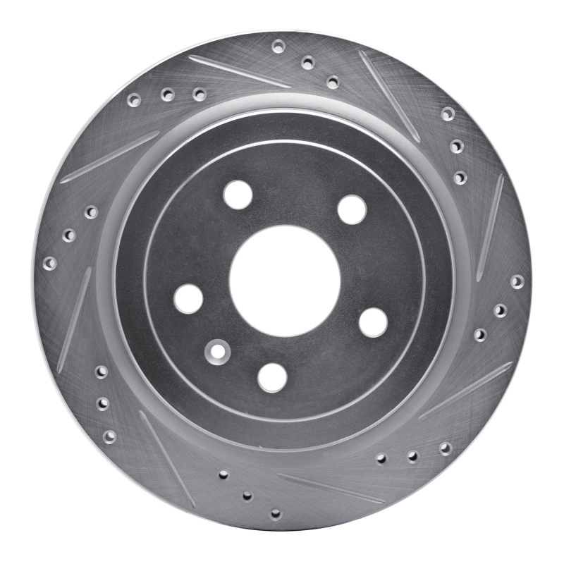 R1 08-19 Cadillac CTS Rear Right Drilled & Slotted Silver Brake Rotor - 631-46024R