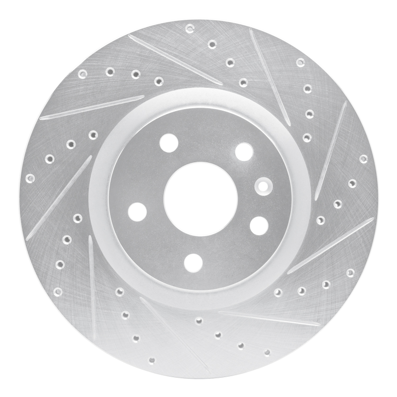 R1 08-17 Cadillac CTS Front Right Drilled & Slotted Silver Brake Rotor - 631-46027R