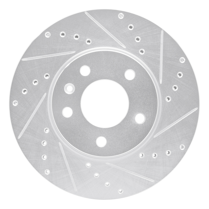 R1 13-25 Cadillac ATS Front Right Drilled & Slotted Silver Brake Rotor - 631-46033R
