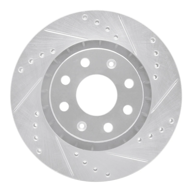 R1 04-17 Chevrolet AVEO (USA/Canada) Front Right Drilled & Slotted Silver Brake Rotor - 631-47003R