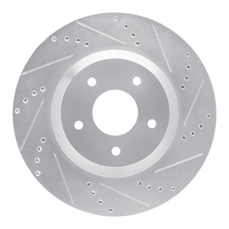 R1 88-96 Chevrolet Corvette Left Front Drilled & Slotted Silver Brake Rotor - 631-47023D