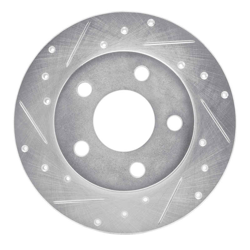 R1 04-16 Buick LaCrosse Rear Left Drilled & Slotted Silver Brake Rotor - 631-47042L