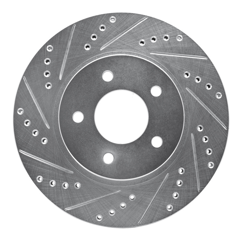 R1 02-07 Chevrolet Equinox Front Left Drilled & Slotted Silver Brake Rotor - 631-47063L