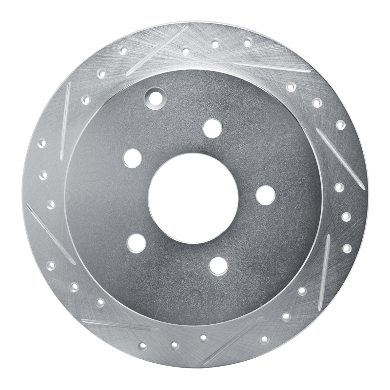 R1 01-07 Buick Rendezvous Rear Left Drilled & Slotted Silver Brake Rotor - 631-47068L