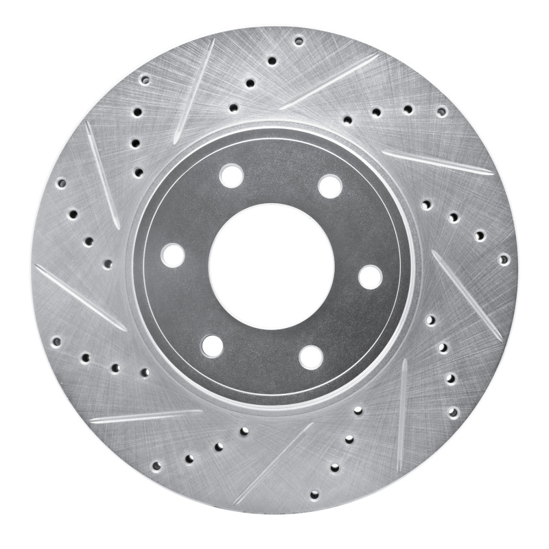 R1 06-09 Chevrolet Trailblazer Front Left Drilled & Slotted Silver Brake Rotor - 631-47069L