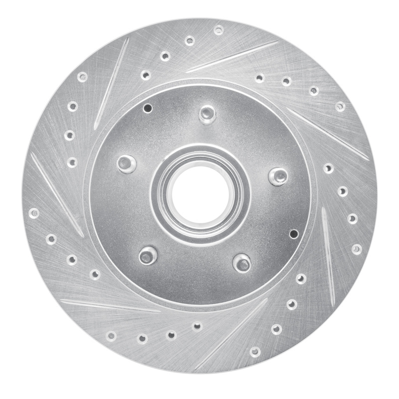 R1 93-95 Chevrolet G10 Front Left Drilled & Slotted Silver Brake Rotor - 631-48025L