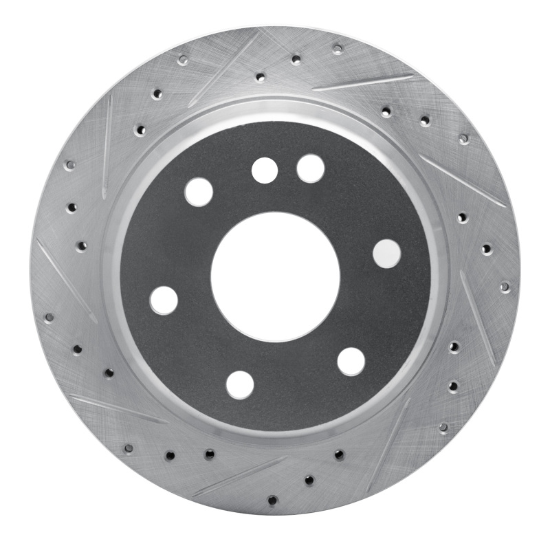 R1 00-14 Cadillac Escalade Rear Left Drilled & Slotted Silver Brake Rotor - 631-48041L