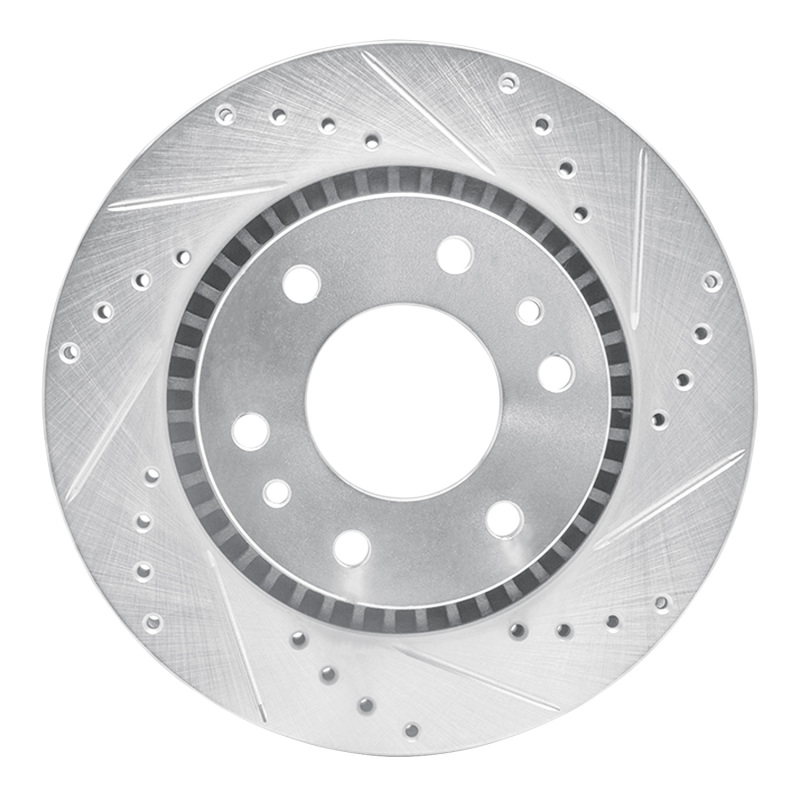 R1 06-09 Buick Rainier Front Right Drilled & Slotted Silver Brake Rotor - 631-48052R