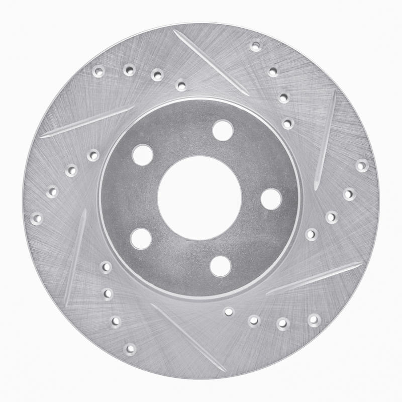 R1 90-05 Buick Skylark Front Right Drilled & Slotted Silver Brake Rotor - 631-52007R