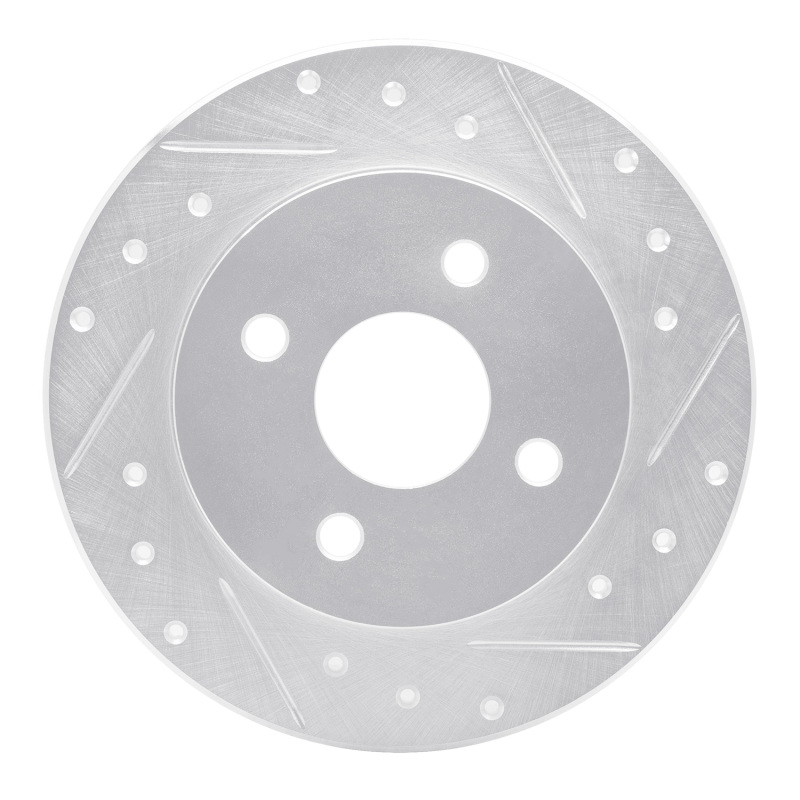 R1 91-98 Saturn SC1 Rear Right Drilled & Slotted Silver Brake Rotor - 631-53000R