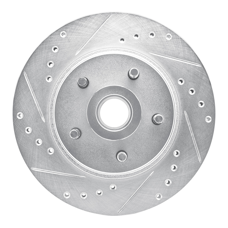 R1 82-87 Ford Mustang Front Left Drilled & Slotted Silver Brake Rotor - 631-54019L