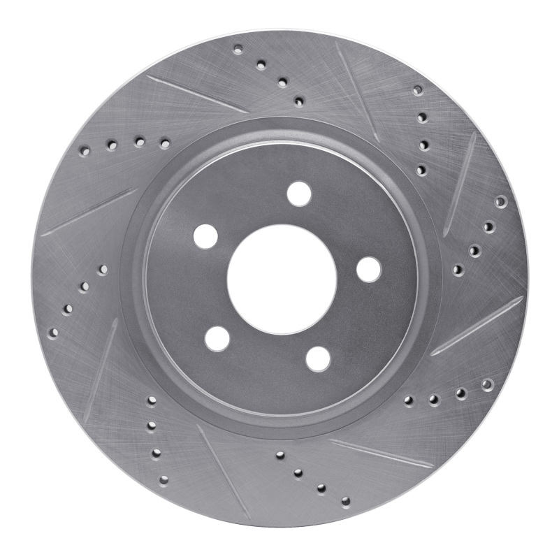 R1 94-04 Ford Mustang Front Right Drilled & Slotted Silver Brake Rotor - 631-54036R