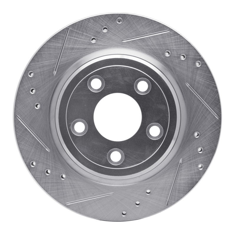 R1 00-06 Ford Thunderbird Rear Left Drilled & Slotted Silver Brake Rotor - 631-54046L