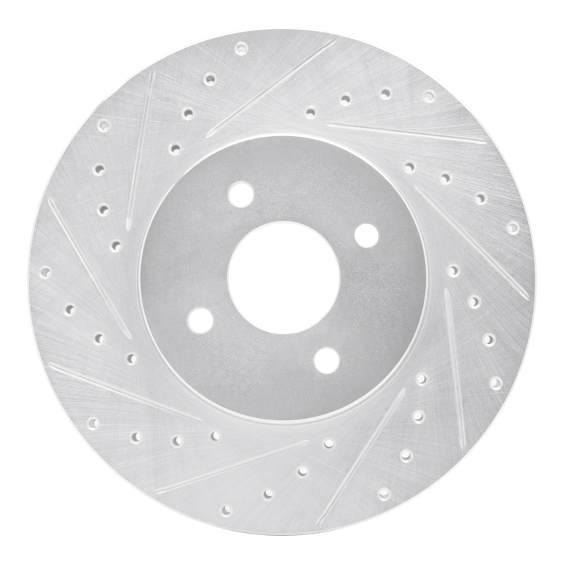 R1 02-04 Ford Focus Front Left Drilled & Slotted Silver Brake Rotor - 631-54050L