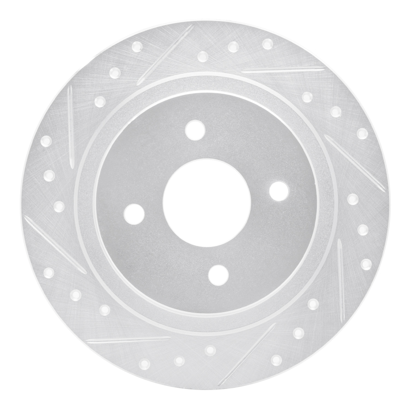 R1 02-04 Ford Focus Rear Left Drilled & Slotted Silver Brake Rotor - 631-54051L
