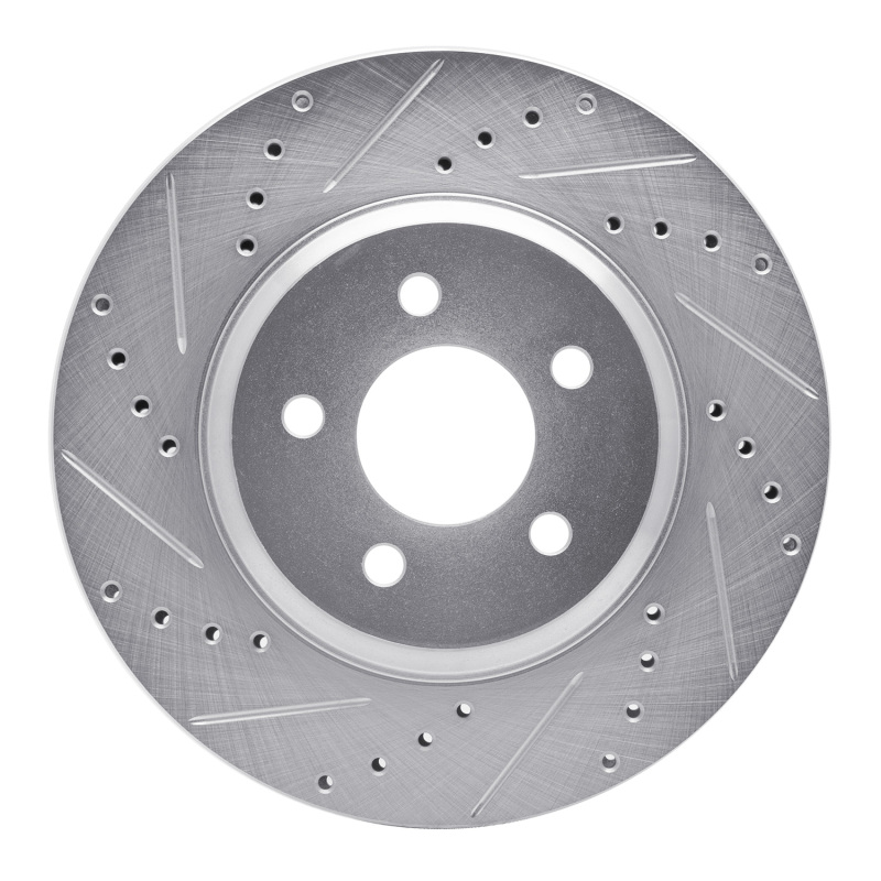 R1 05-14 Ford Mustang Front Left Drilled & Slotted Silver Brake Rotor - 631-54057L